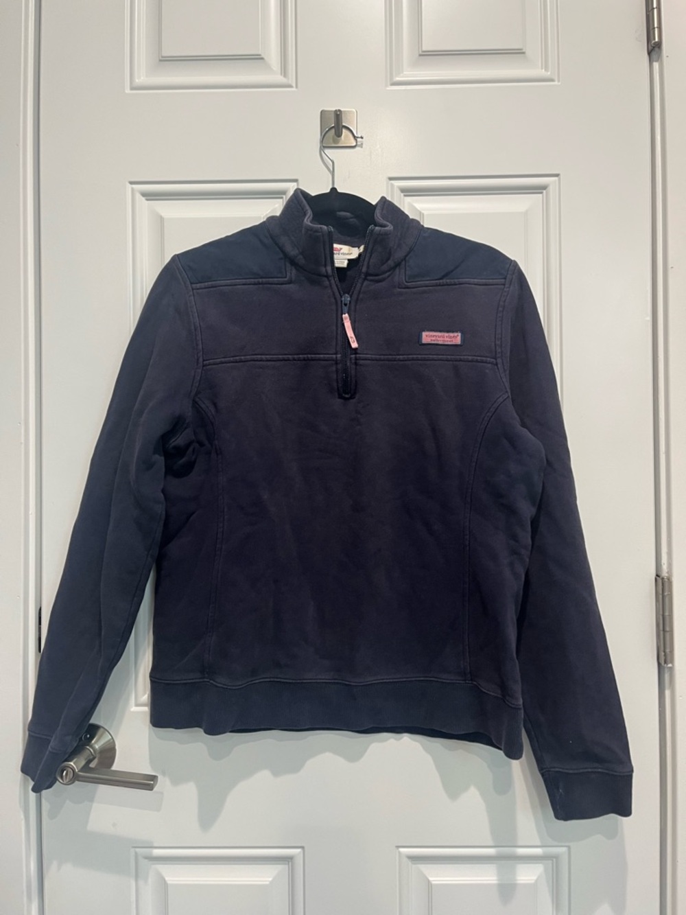Vineyard Vines Navy Half-Zip Pullover with Pink Accents
